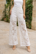 E8056 PEARL DETAIL LACE DENIM PANTS