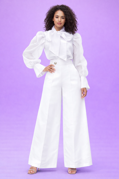 A95016 SHEER PUFF SLEEVE TOP (LILAC, WHT, ORG, BLK)