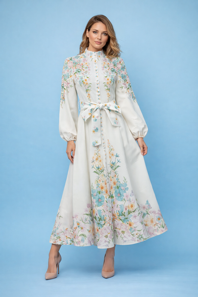 A95167 PESTAL GARDEN BUTTON DOWN MAXI DRESS