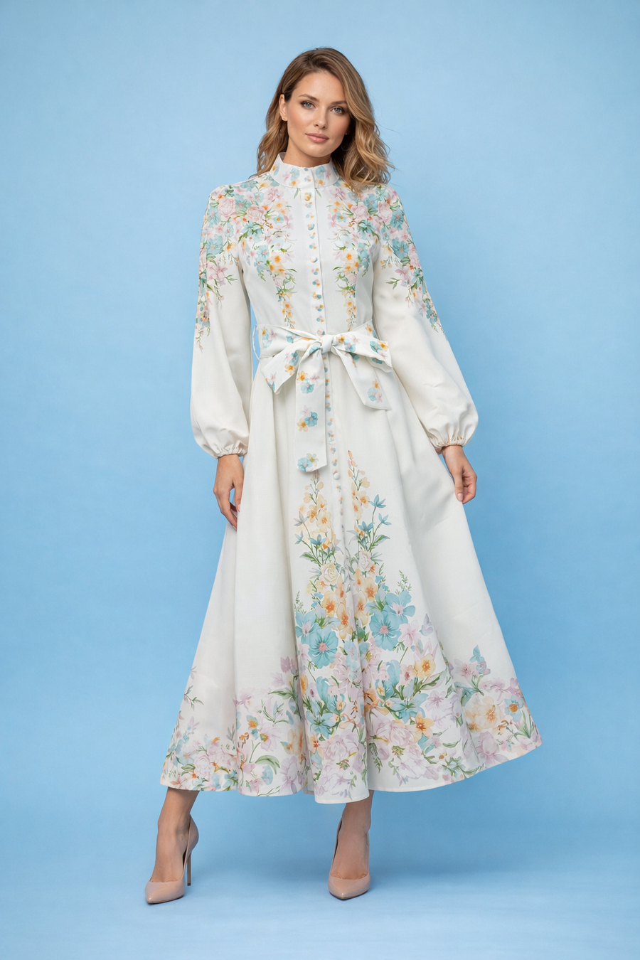 A95167 PESTAL GARDEN BUTTON DOWN MAXI DRESS
