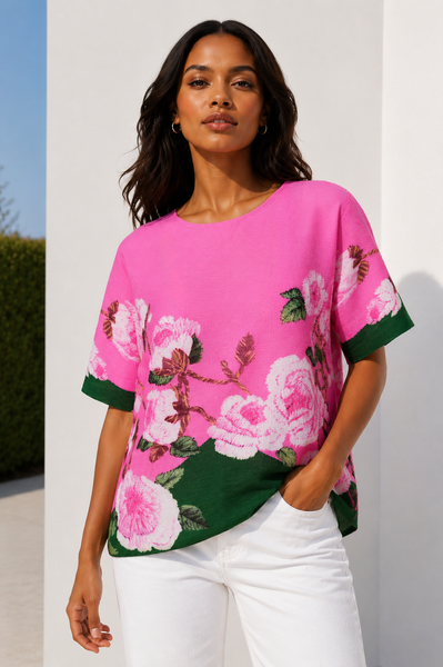 NY0066 ROSE CHARM CRINKLE TOP