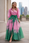 n by nancy pink and green dress W5050 DRESS (PINK, GRN) – N by Nancy main image 0