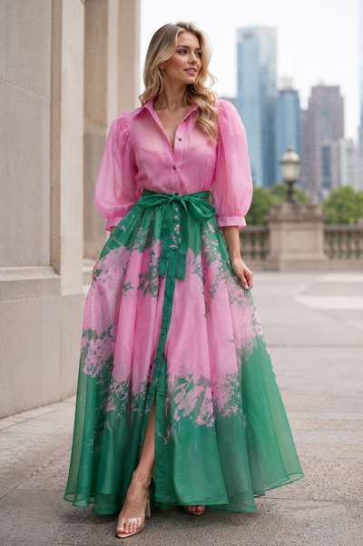 GF1600-1 BLOSSOM DREAM MAX ORGANZA SHIRT DRESS