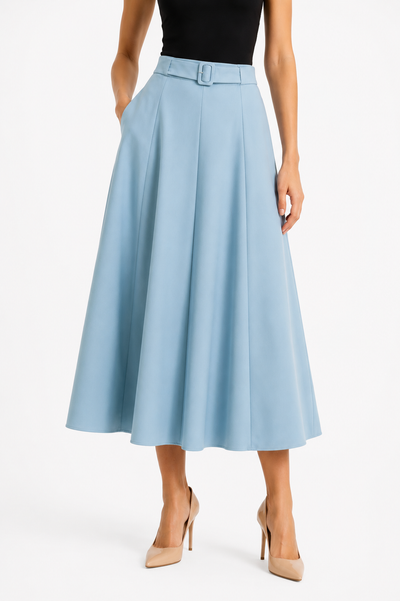 NY0047 STRUCTURED A-LINE SKIRT (BLK, NVY, BLU)