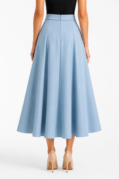 NY0047 STRUCTURED A-LINE SKIRT (BLK, NVY, BLU)