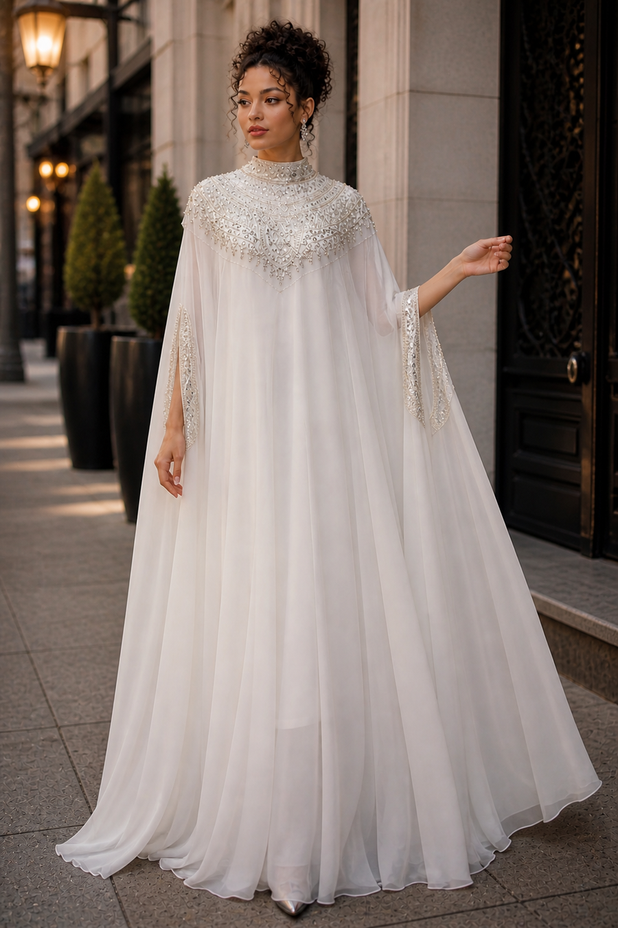 W6615 SEQUIN APPLIQUE ROYAL MAXI DRESS