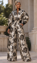 CH815 / B1079 METALLIC FLORAL BROCADE BOMBER JACKET / PANT SET