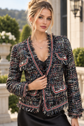 TL009 MULTICOLOR FRINGE-TRIM TWEED JACKET