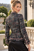 TL009 MULTICOLOR FRINGE-TRIM TWEED JACKET
