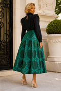 TL90651 FLORAL BROCADE SKIRT