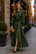 CH836 LUXE BROCADE BUTTON-FRONT MAXI DRESS