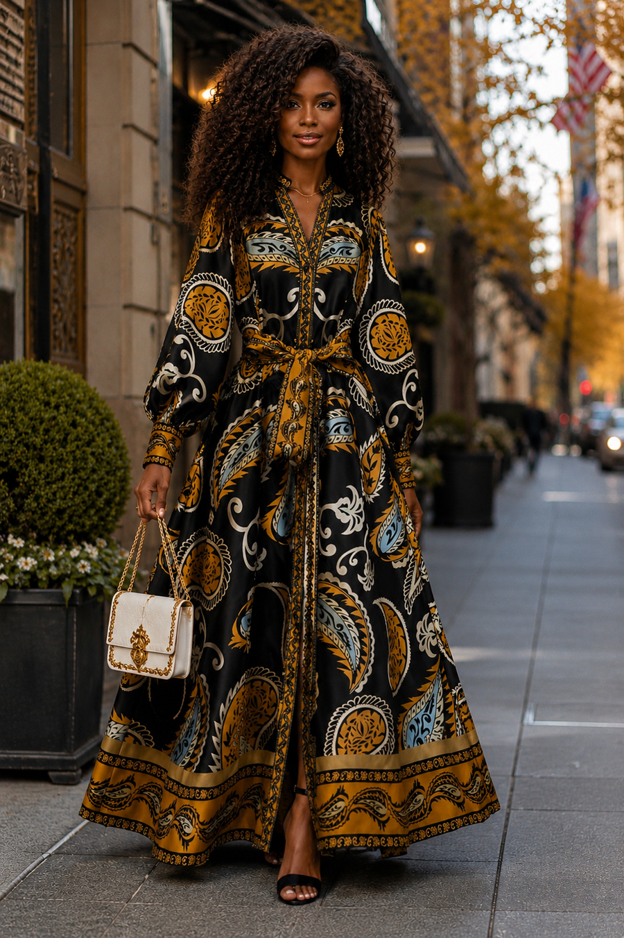 TL902610 ABSTRACT FLORAL MIKADO MAXI DRESS