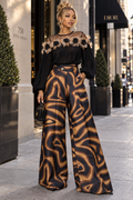 B1079G SWIRL PRINT MAKADO WIDE-LEG PANTS