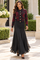 X8082 PLEATED FLOUNCE MAXI SKIRT (BLK, RD)