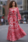 GF17980 VINTAGE-PRINT FLARE SLEEVE MAXI DRESS