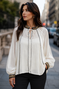GF17872 JEWELED TRIM TUNIC TOP