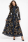 B1138 FLORAL PRINT ORGANZA MAXI DRESS