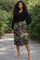 B1074S JEWEL-TONE BUTTERFLY PENCIL SKIRT