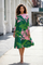N2576 TROPICAL ABSTRACT MIDI CRINKLE DRESS