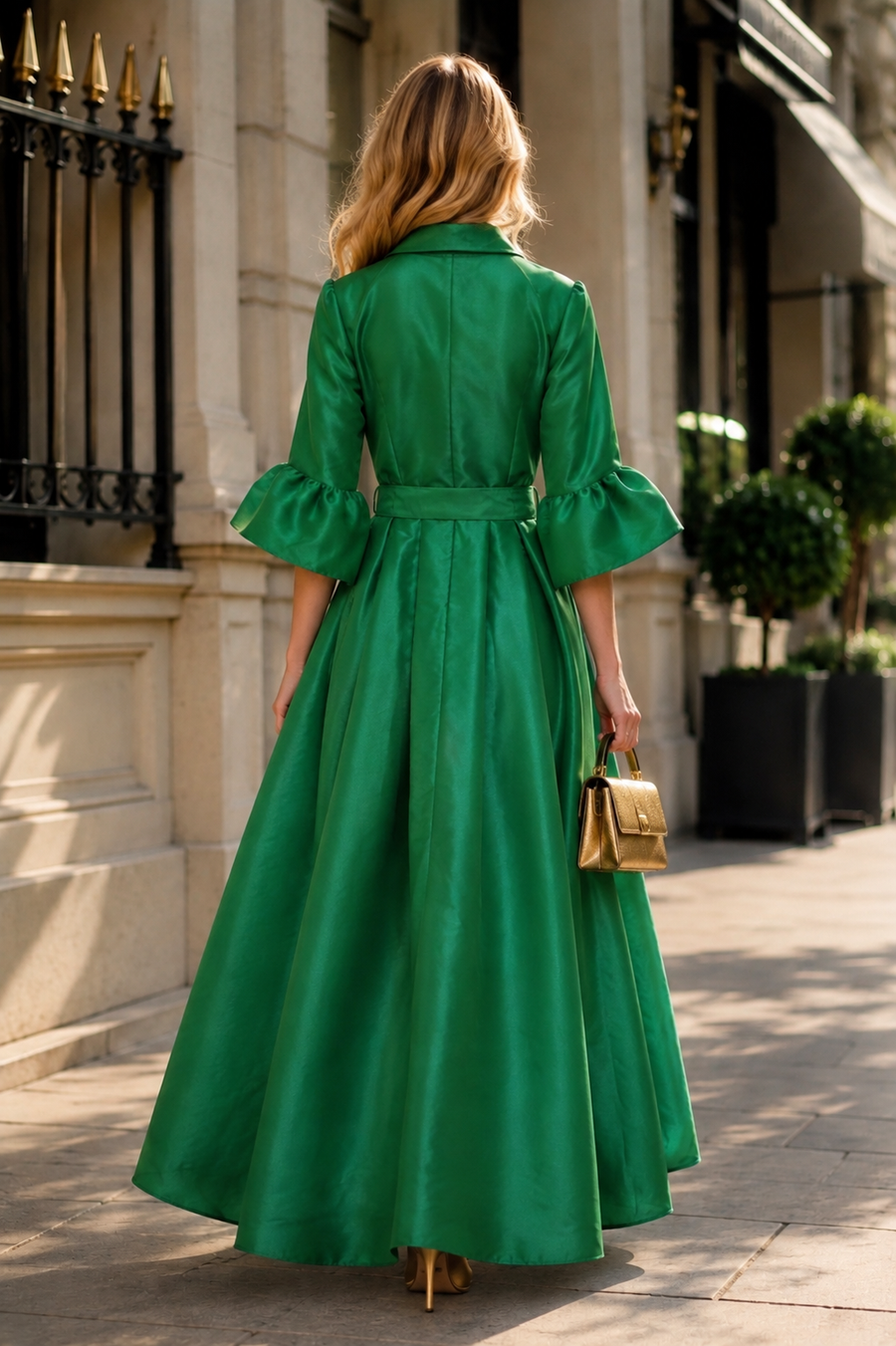 S3165 BEADED APPLIQUE HI LOW MAXI DRESS