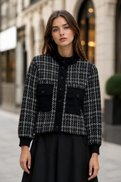 CH7604 TWEED UTILITY JACKET TOP
