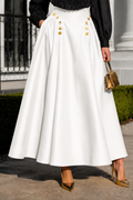 CH1005 ARTFUL BUTTONS MAXI SKIRT (BLK, WHT)