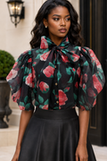 CH656 ROSE GARDEN ORGANZA TIERED SLEEVE TOP