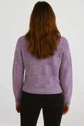 ZL522 TEXTURED CHECK KNIT SWEATER (BLUE, LAV)