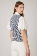 CH0230 STRIPED DRAWSTRING TOP