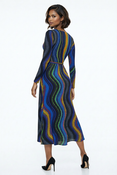 NY0046 ABSTRACT STRIPE MAXI DRESS
