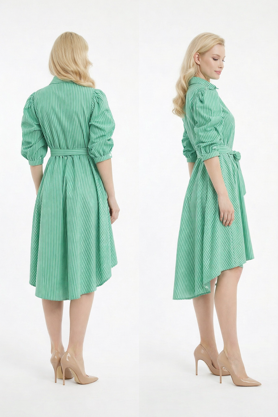 X8032 PINSTRIPE RHINESTONE MIDI DRESS