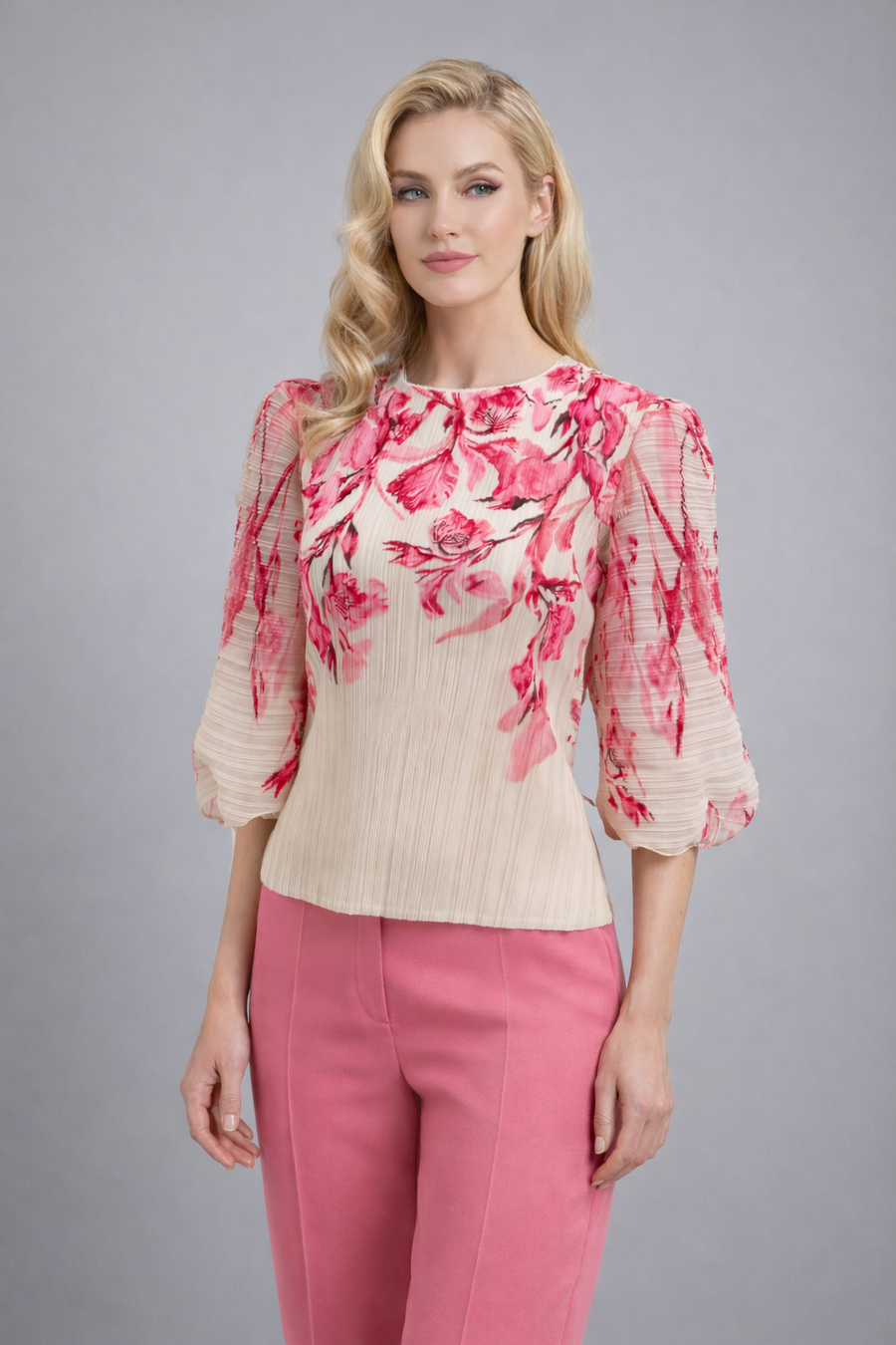 N2568 BLUSH BLOOM CRINKLED TOP