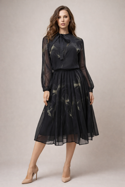 D10055 ELEGANT PLEATED SKIRT SET