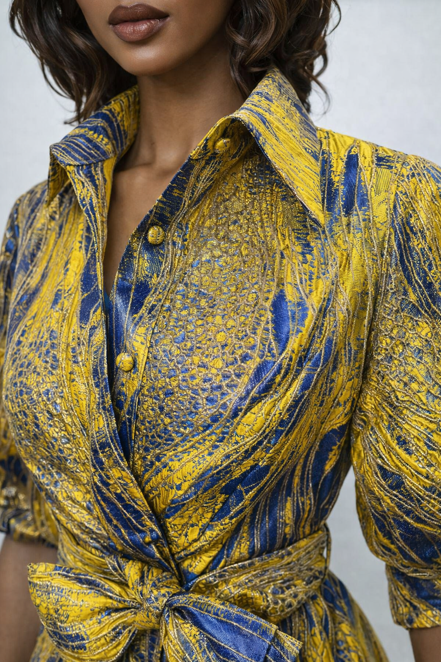 A95130A STRUCTURED BROCADE MAXI DRESS