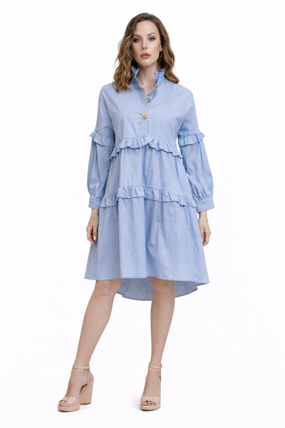 S3119 RUFFLE TIERED MIDI DRESS