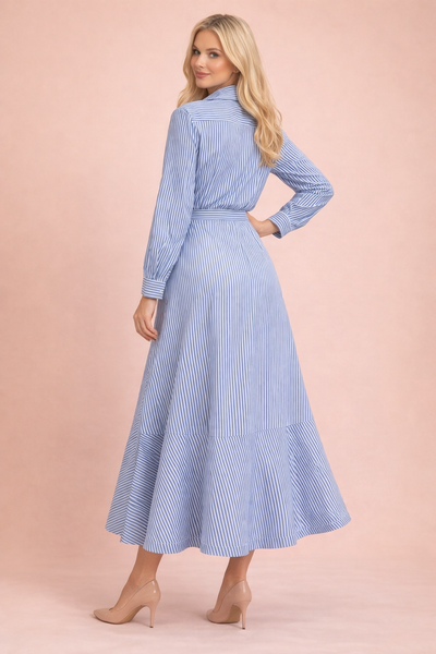 A95030AB PINSTRIPED FLOWER APPLIQUÉ SKIRT SET