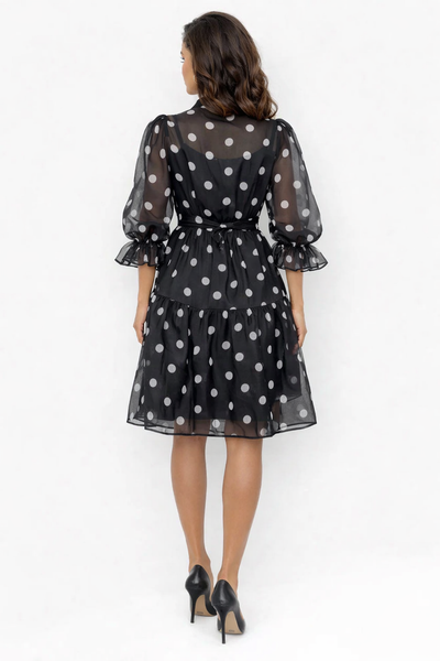 CH0090A POLKA DOT TIERED MIDI DRESS
