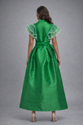 T2472 EMERALD RUFFLE WRAP MAXI DRESS