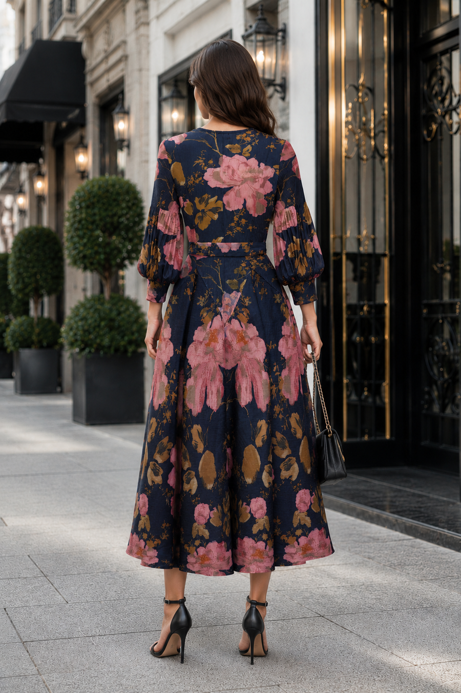N2627 FLORAL ART CRINKLE MAXI DRESS