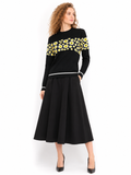SK21035 SUNFLOWER PRINT SWEATER (NVY, BLK)