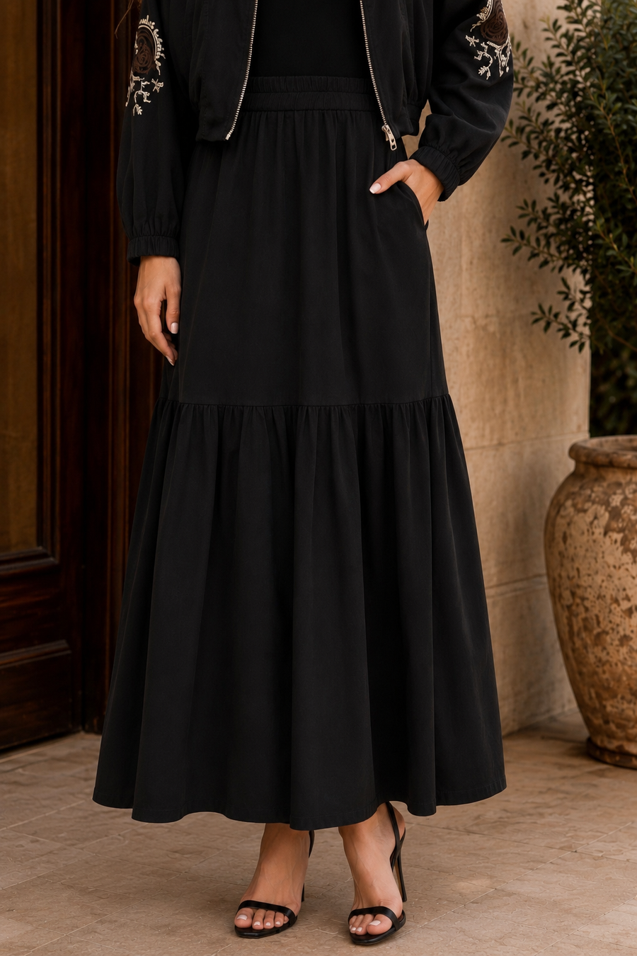 JS001 LAYERED MAXI SKIRT