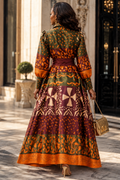 A96209 HERITAGE PRINT MIKADO MAXI DRESS