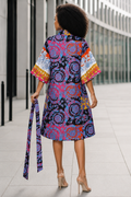A1827 HERITAGE SCARF PRINT MIDI DRESS
