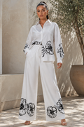 A95013 GRAPHIC FLOWER PRINT TOP / PANT SET