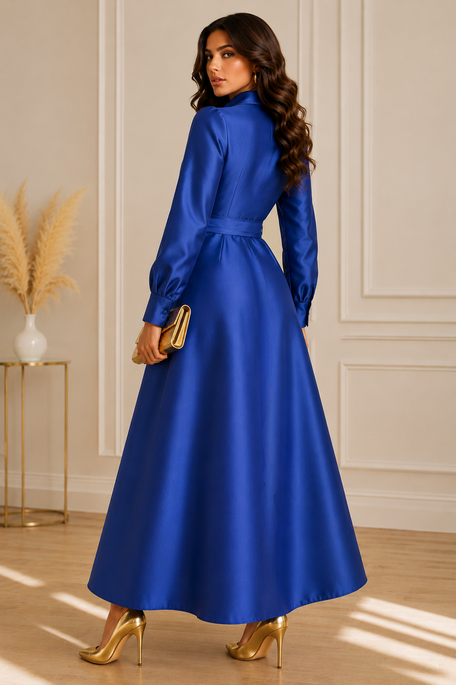 TL0002A  STRUCTURED MIKADO A-LINE MAXI DRESS