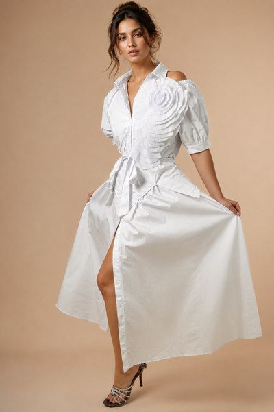 B1025 DRESS (RED, WHT)