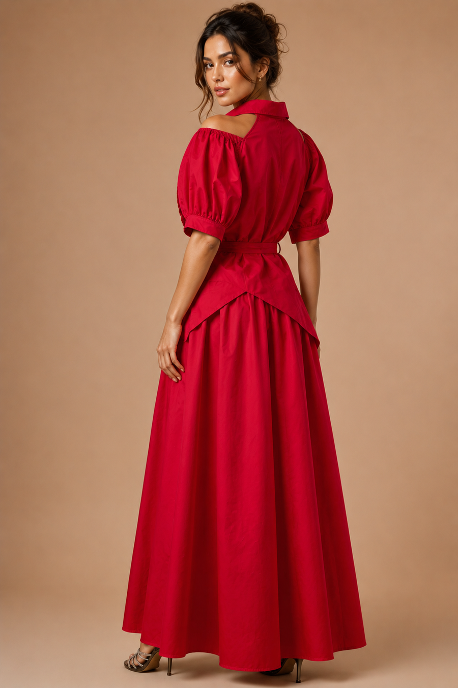 B1025 DRESS (RED, WHT)