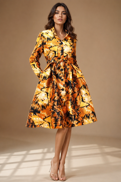 A1992C BUTTON DOWN BELTED DRESS