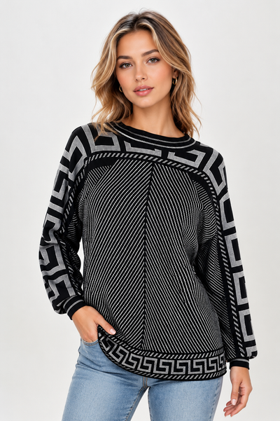 LS61005 SWEATER (COFFEE, GRAY, RUST)