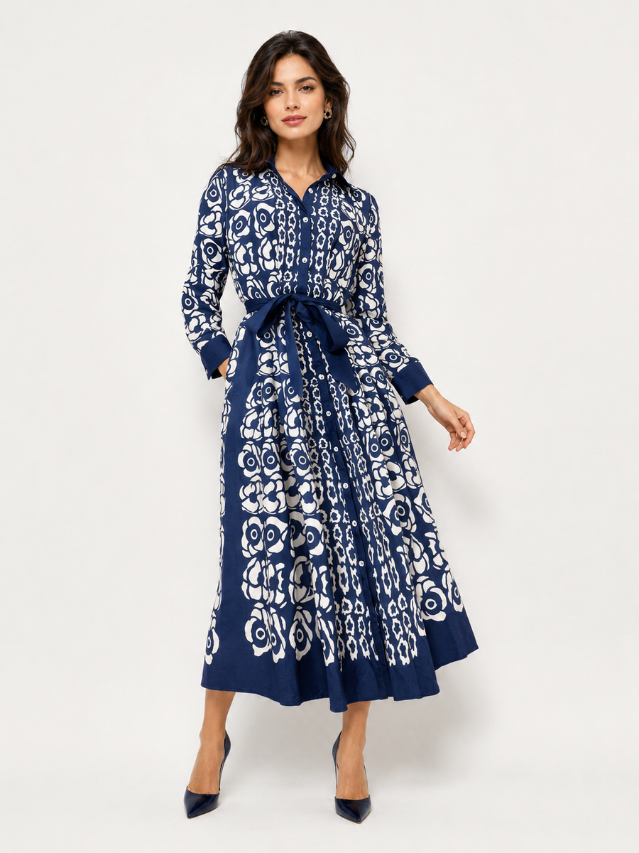 E7214 FLORAL BUTTON-DOWN DRESS